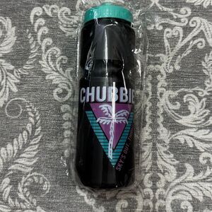 Chubbies Triangle Palm Black Water Bottle with Teal Lid